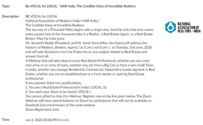 Be VOCAL for LOCAL - NAR-India, The Credible Voice of Incredible Realtors  by By NAR India