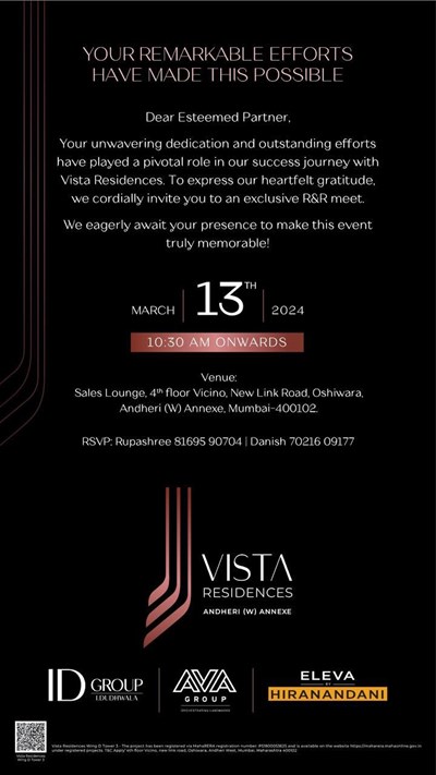 Exclusive Channel Partner Meet - Vista Residencies. by By Hiranandani Communities Pvt. Ltd.
