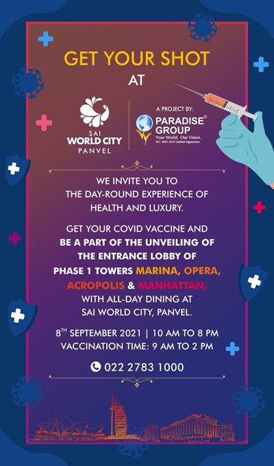 Get your Vaccine Shot at Sai World City by By Paradise Group