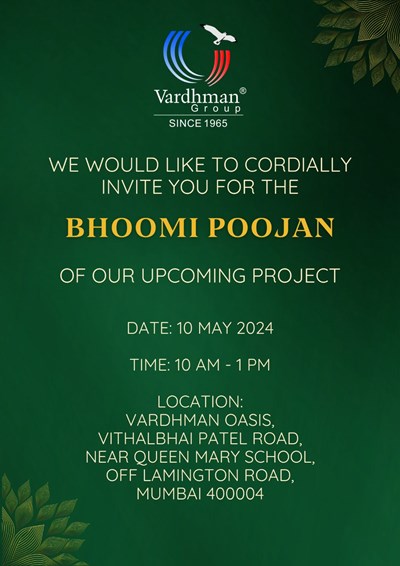 Invite for Bhoomi Poojan by Vardhman Group